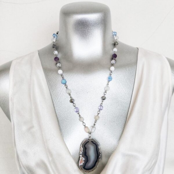 Frost & Starlight Collection - Frozen Agate Pendant Necklace