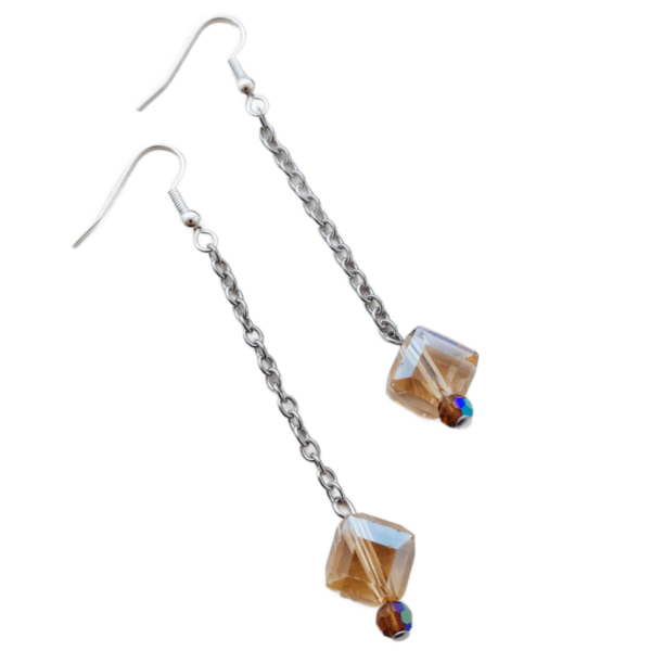 Mocha Mousse - Reflection - Chain Drop Earrings