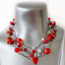 Statement Collection - Cherry Snowdrop –  Six Strand Necklace