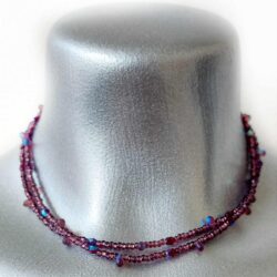 Vintage Julz - circa 2002 - Seed Bead Necklace - Deep Purple Falls