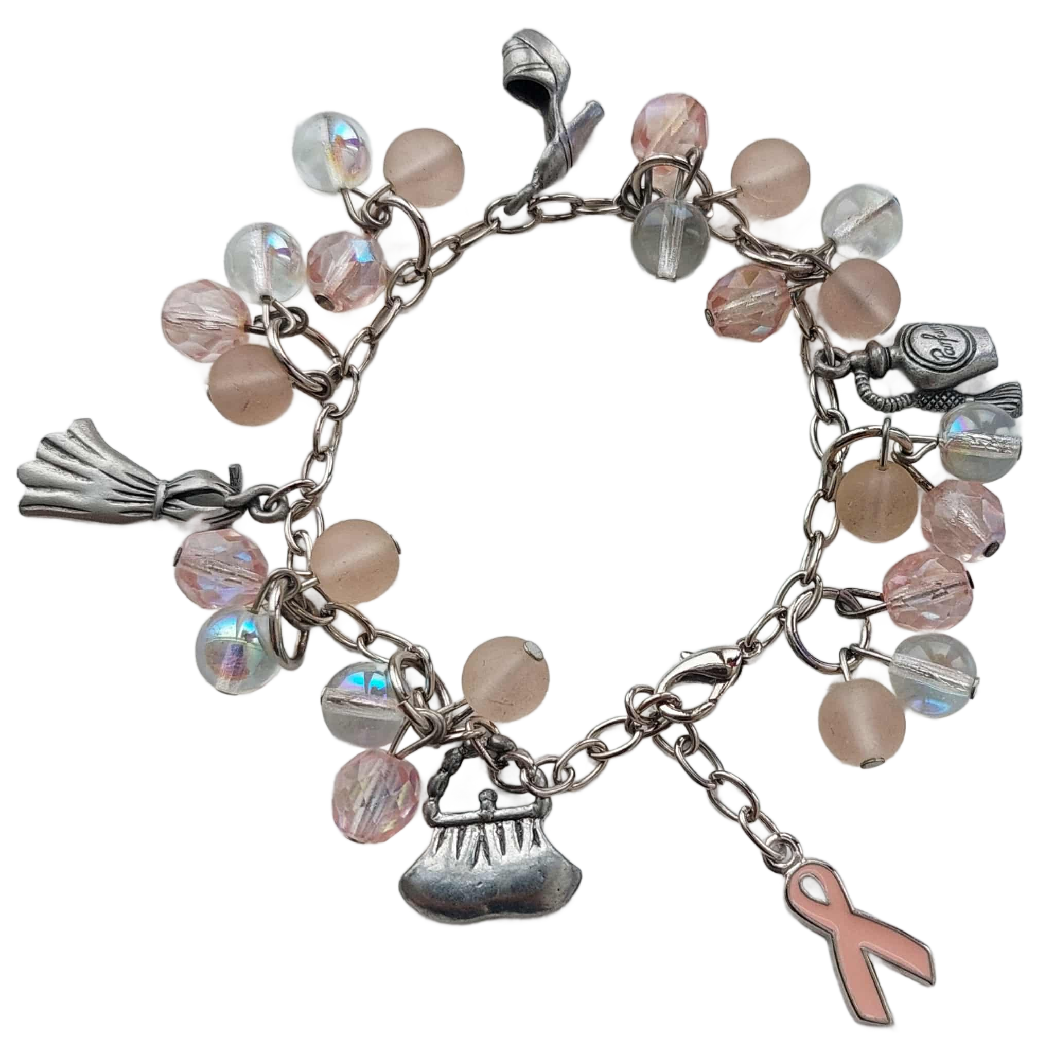 Pink Vintage Julz - circa 2002 - Bracelet - Pink Ribbon Charm Bracelet