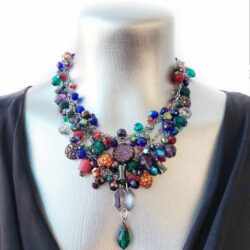 Victorian Goth Collection - Poison Garden - Statement Necklace with Crystal Drop