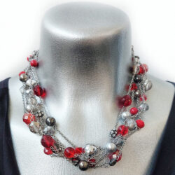 Winter Couture Atelier Collection - Red Velvet Tinsel - Six Strand Necklace