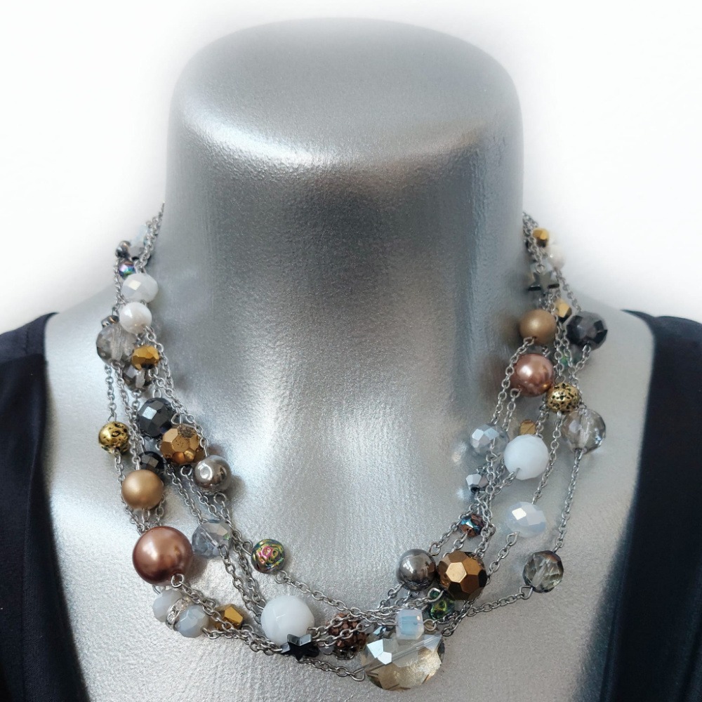 Winter Couture Atelier Collection - Snowlit Metals - Six Strand Necklace