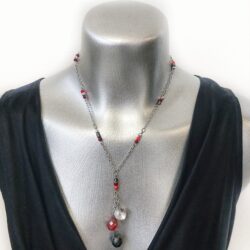 Winter Couture Atelier Collection - Red Velvet Tinsel - Graduated Drop Necklace