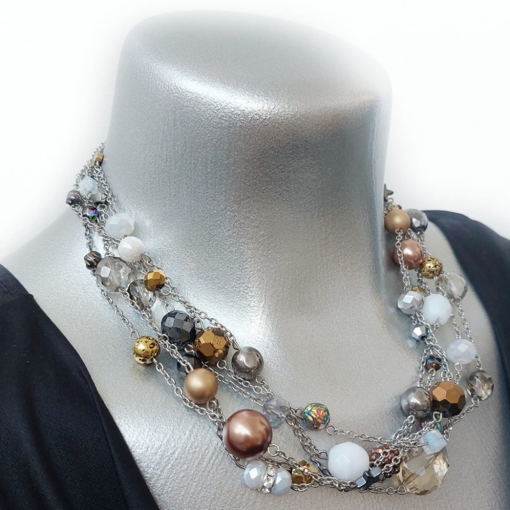 Winter Couture Atelier Collection - Snowlit Metals - Six Strand Necklace - Image 2