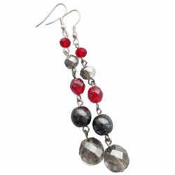 Winter Couture Atelier Collection - Red Velvet Tinsel - Long Beaded Earrings
