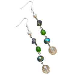 Evergreen Elegance Collection - Luminous Leaf - Long Beaded Earrings