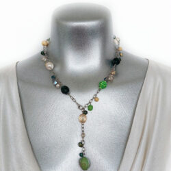 Evergreen Elegance Collection - Cream & Clover - Adjustable Drop Necklace