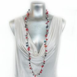 Winter Couture Atelier Collection - Red Velvet Tinsel - Chain Long Strand Necklace