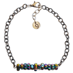 Dark Side of The Moon Collection - Virgo in Shadow - Hematite Bar Bracelet