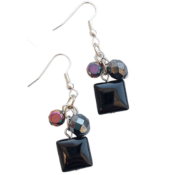 Dark Side of The Moon Collection - Onyx Afterglow - Three Bead Earrings