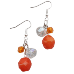 Orange Crush Collection - Fizzy Pop - Three Bead Earrings