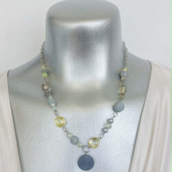 Sample Sale -  Sunshine Yellow & Grey Drop Pendant Necklace