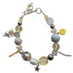 Sample Sale -  Sunshine Yellow & Grey Shabby Chic Bracelet