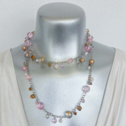Sample Sale - Pink & Gold Chain Long Strand Necklace