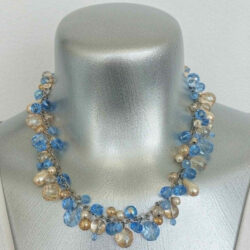 Sample Sale - Sky Blue & Gold Statement Necklace
