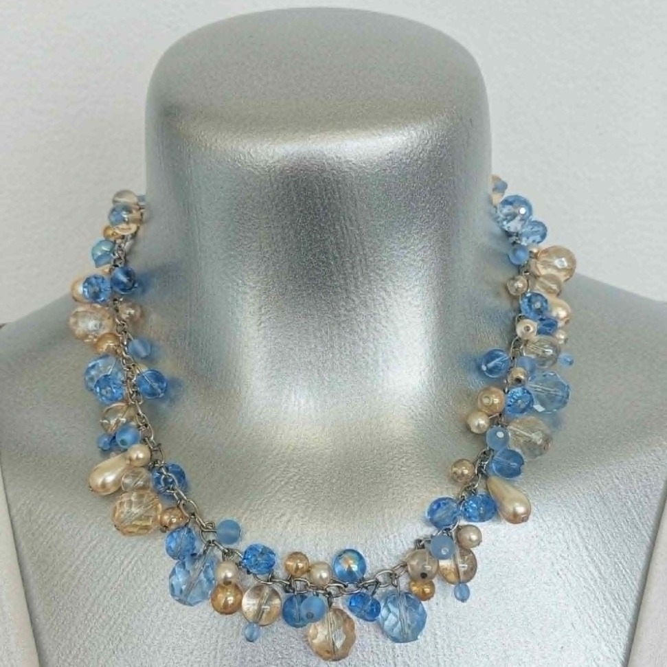 Sample Sale - Sky Blue & Gold Statement Necklace