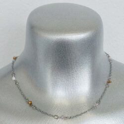 Sample Sale - Pink & Gold Fine Chain Beaded Necklace