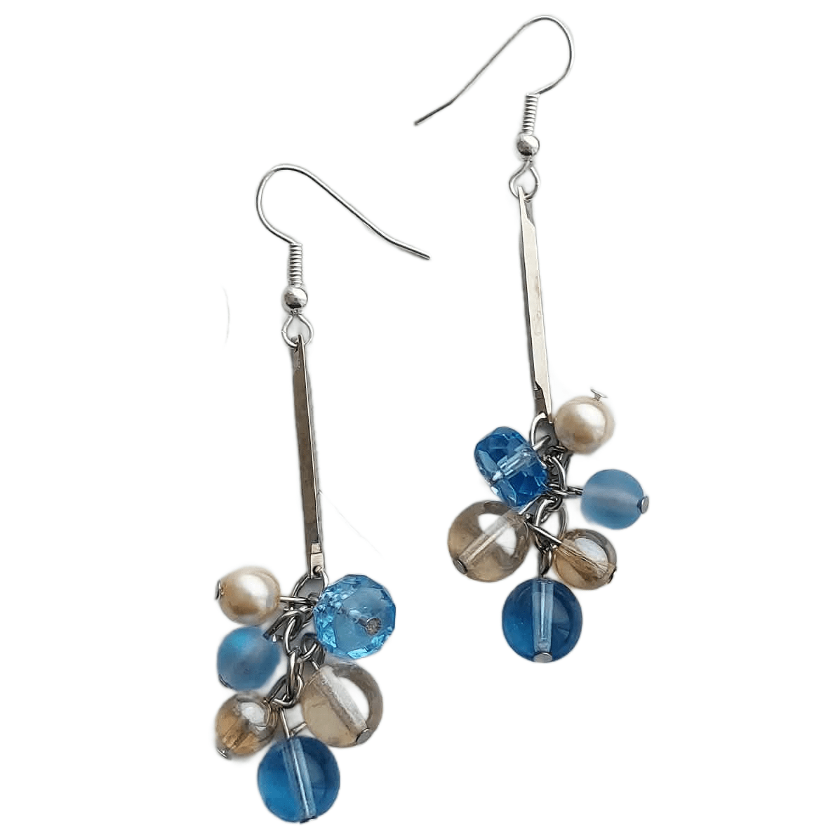 Sample Sale - Sky Blue & Gold Drop Cluster Earrings