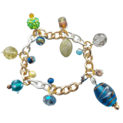 Sample Sale - Chain Bracelet with Lampwork feature in Blue