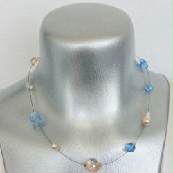 Sample Sale - Sky Blue & Gold Single Strand Necklace