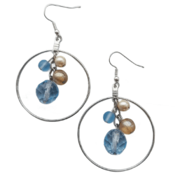 Sample Sale - Sky Blue & Gold Hoop Earrings