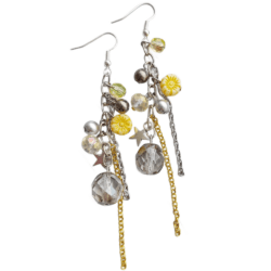 Sample Sale -  Sunshine Yellow & Grey Shoulder Duster Earrings