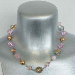 Sample Sale - Pink & Gold Beaded Necklace