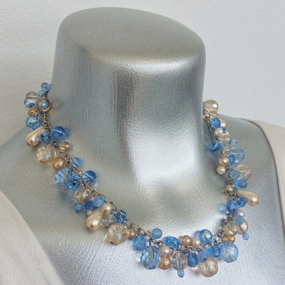 Sample Sale - Sky Blue & Gold Statement Necklace - Image 2