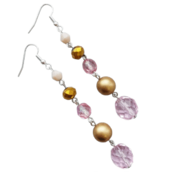Sample Sale - Pink & Gold Five Bead Earrings