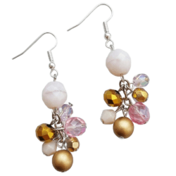 Sample Sale - Pink & Gold Drop Cluster Earrings